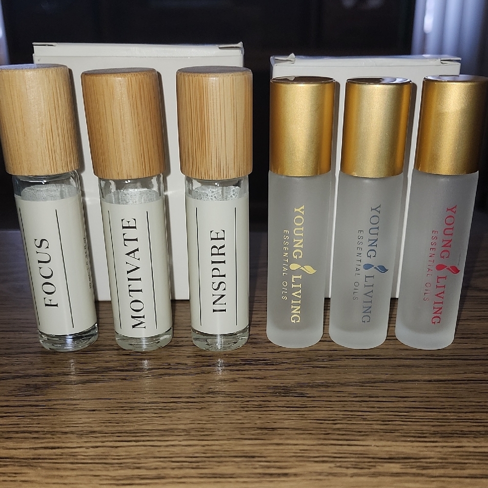 Young Living Essential Oils Roller Set - Focus, Motivate, Inspire + 3 More 10ml